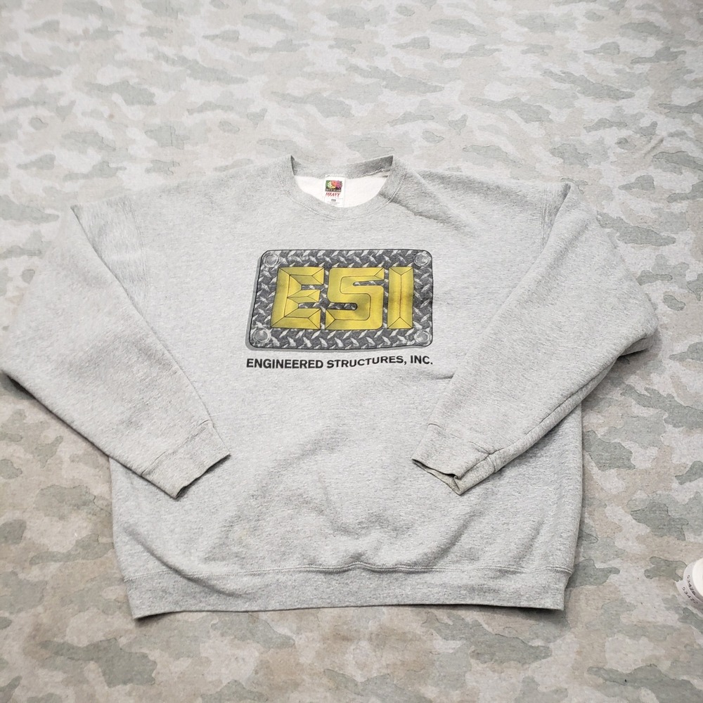 VTG Fruit of the Loom Sweatshirt Mens 3XL Gray ESI Crewneck Pullover Heavy